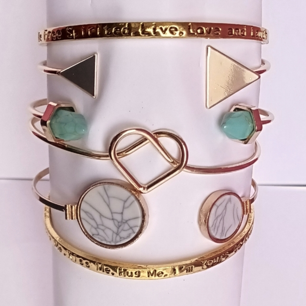 NEW 6 PC. BOHO GOLD TONE BANGLE SET